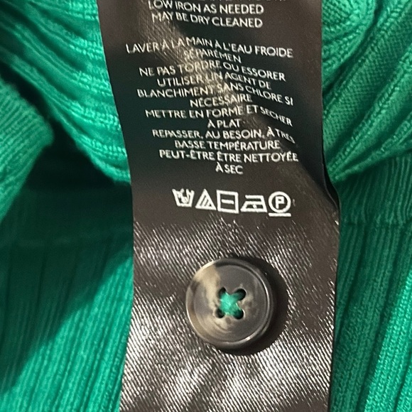 Maeve Green Ribbed Cardigan with Striped Collar - Picture 11 of 12